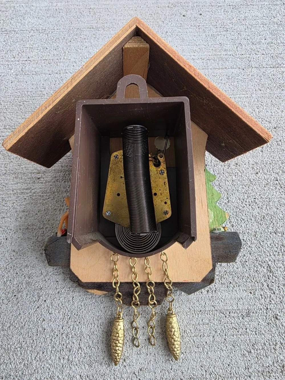 Vintage German Mini Cuckoo Clock Jengsler Made In Germany Swinging Figures Black